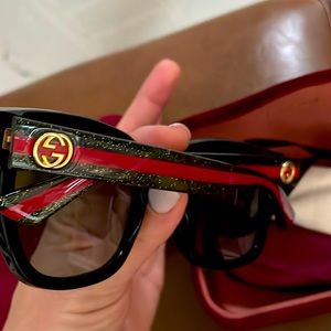 Used GUCCI GG0034SN 002 Black Grey Women Sunglasses